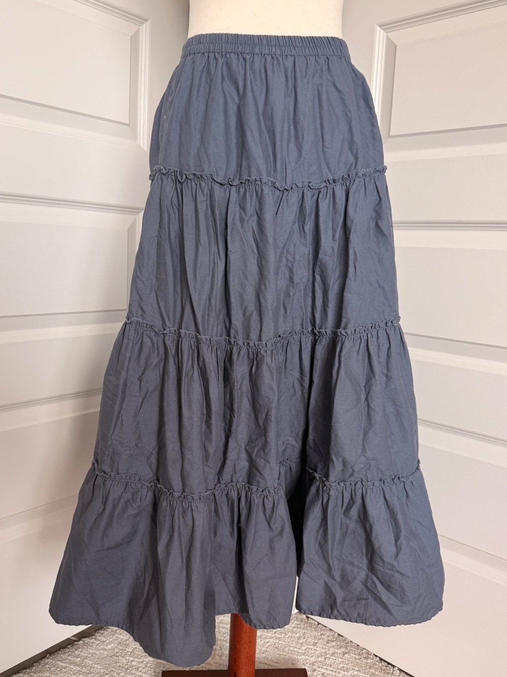 Aritzia Tiered Maxi Skirt in Slate Gray-Blue